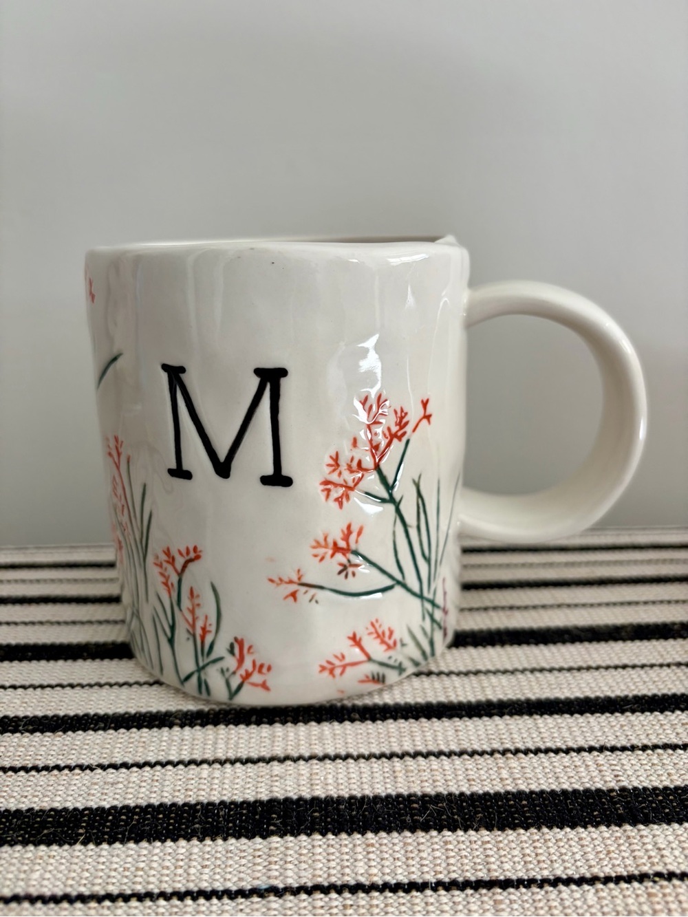 Botanical Anthropologie Dagny Monogram Letter M coffee or tea Mug